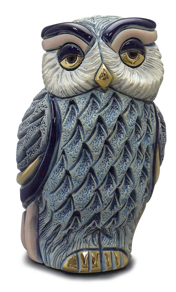 Amazon.co.jp: リンコナダ 水色のフクロウ F221 動物 陶器 置物 梟